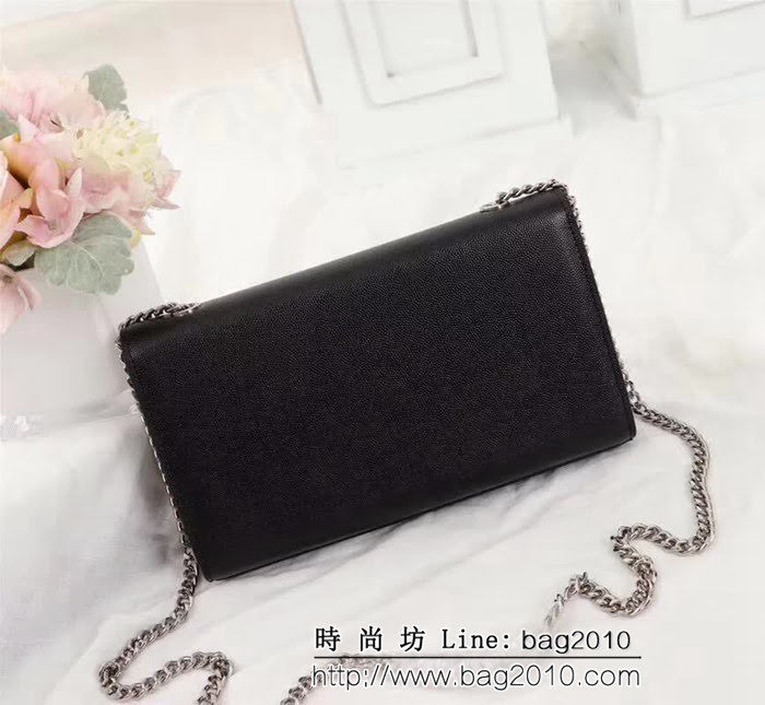 YSL聖羅蘭 原版魚子醬牛皮 翻蓋式 金色鏈條包 26702 YAS1343